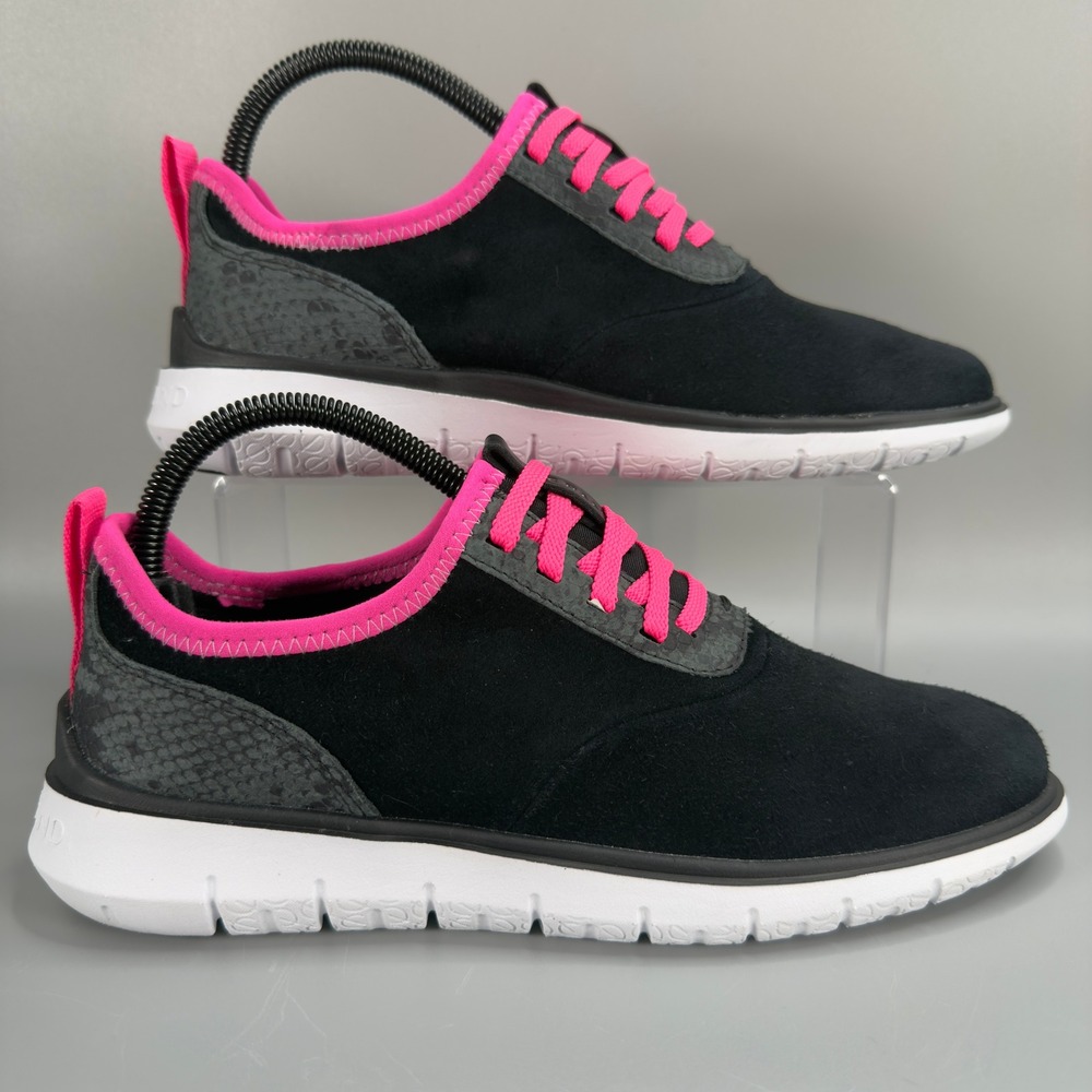 Cole‎ Haan Zerogrand Womens 8 Dress Sneaker Black Pink Snake Print Suede Shoe